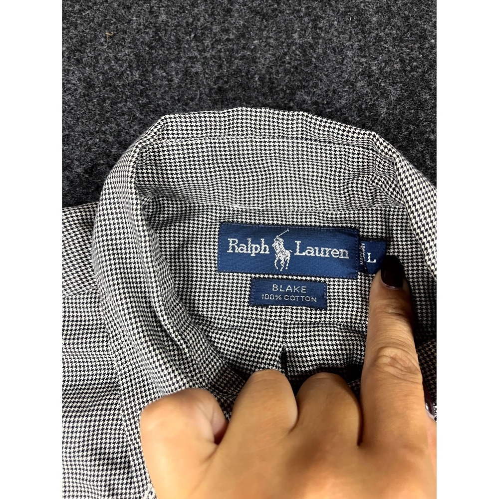 Ralph Lauren Blake Button Down Shirt Men's Large Gray Cotton Collared Round Hem - Picture 3 of 7